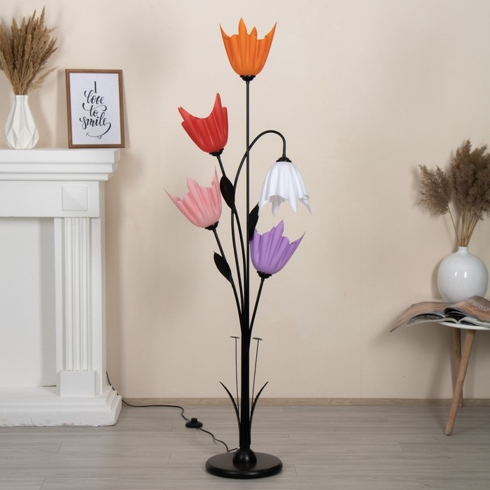 Торшер  Торшер "Аделла" 5хЕ27 15Вт черный h.145 см