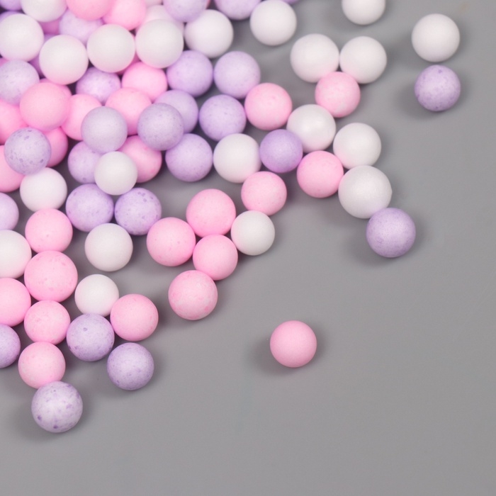 Декор для творчества пенопласт "Ассорти шариков" пастельный розовый набор 10 гр