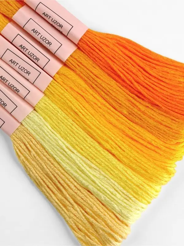 Нитки мулине, 8&plusmn;1 м, набор 7 шт., жёлтые