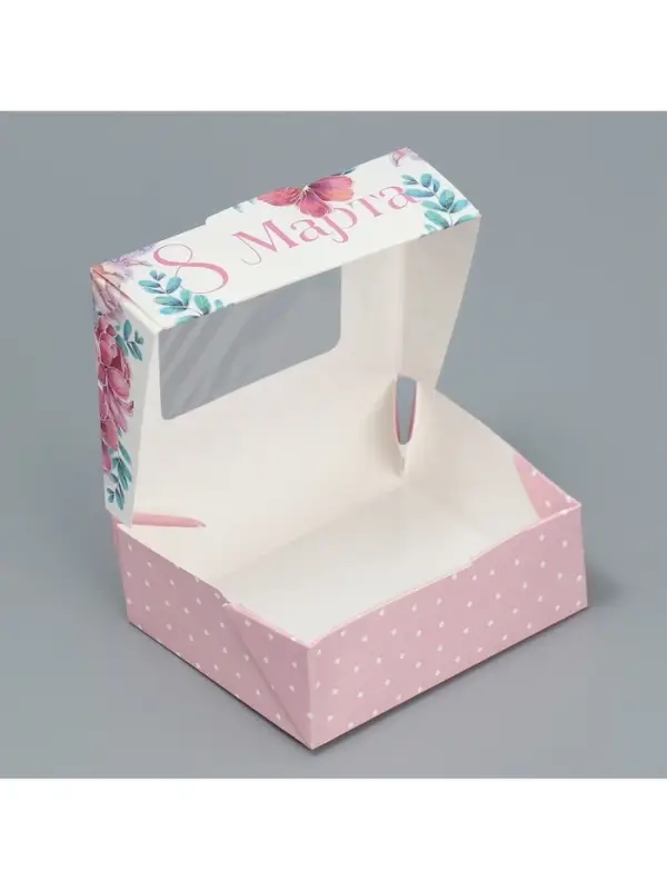 Кондитерская упаковка, коробка с ламинацией &laquo;8 марта&raquo;, 10&times;8&times;3.5 см