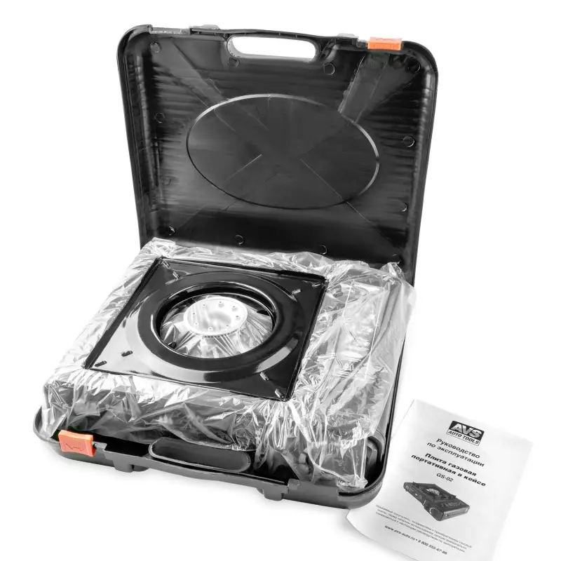 Плита газовая портативная в кейсе AVS GS-02 (встроен.переходник)