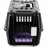 Переноска для животных с сеткой и миской пластиковая 44 х 31 х 27 см, чёрная Переноска для животных с сеткой и миской пластиковая 44 х 31 х 27 см, чёрная
