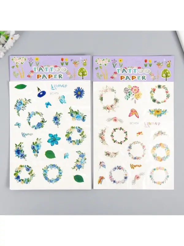 Переводные тату на тело цветные «Цветочные венки», 24×14.5 см, МИКС