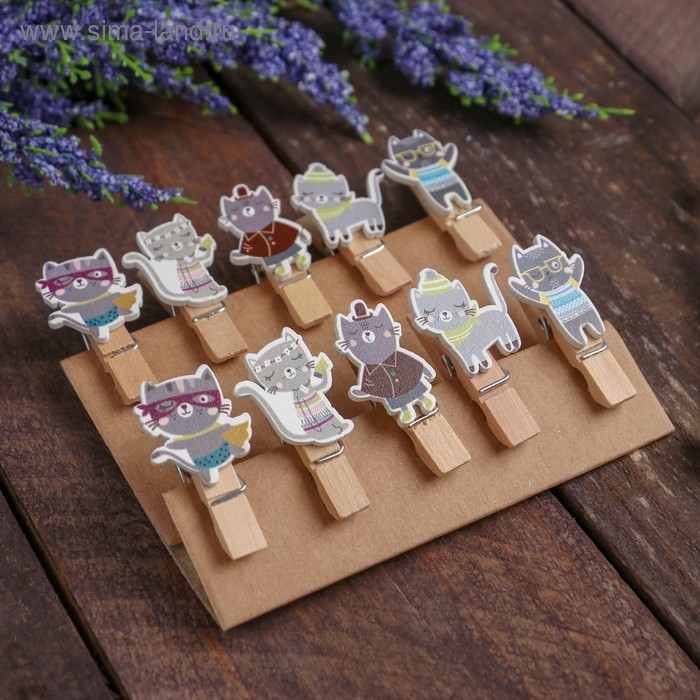 Прищепки декоративные «Котята» набор 10 шт.
