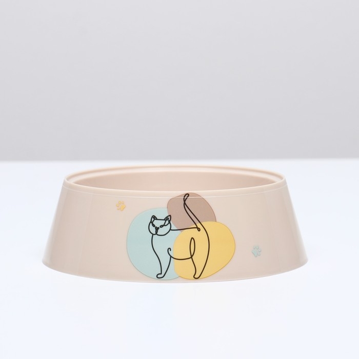 Миска Миска "Мур-мяу" для кошек 300 мл, 14,5 x 14,5 x 4 см, бежевая