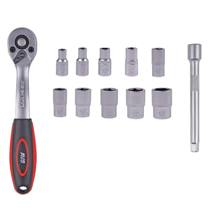 Набор головок торцевых с аксессуарами 1/4"DR (4-13 мм) (12 предметов) AVS NG14-12P