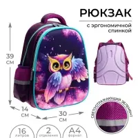 Рюкзак каркасный школьный, 39 х 30 х 14 см, Calligrata "Сова"