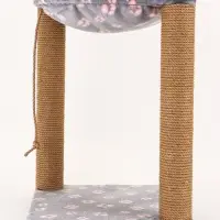 Когтеточка Зверьё Моё c гамаком, 40 х 40 х 50 см, джут, розовая пантера