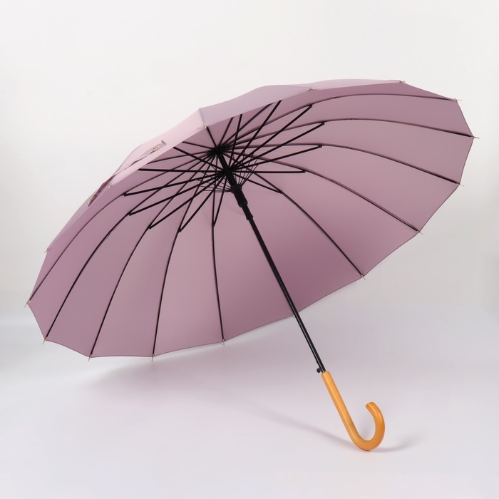 Зонт - трость полуавтоматический «Пастель», 16 спиц, R = 52/60 см, D = 120 см, цвет сиреневый Зонт - трость полуавтоматический «Пастель», 16 спиц, R = 52/60 см, D = 120 см, цвет сиреневый