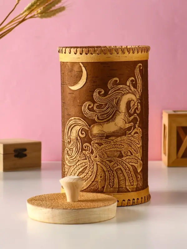 Туес большой Туес большой "Конек-Горбунок", D13 смхH(с хватком)27,5 см, береста