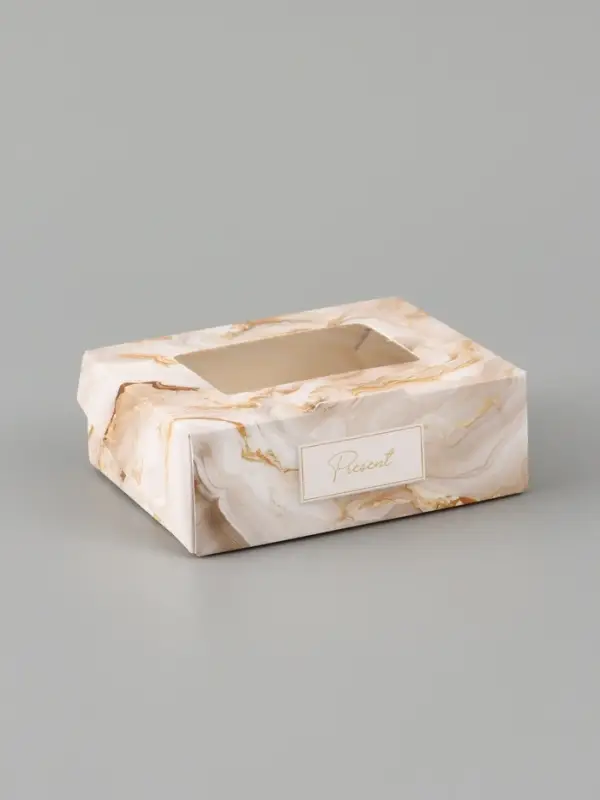 Коробка подарочная с окном &laquo;Мрамор&raquo;, 10&times;8&times;3.5 см, самосборная