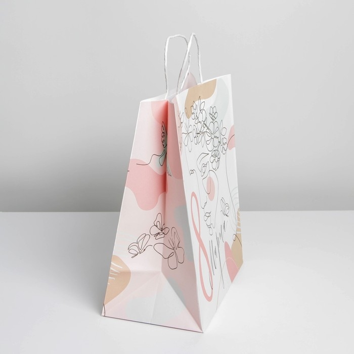 Пакет подарочный крафт, упаковка, «Нюд», 28 х 32 х 15 см