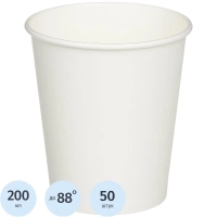 Стакан одноразовый бум однослойный d-80мм 200мл белый 50шт/уп