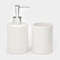 Набор для ванной "Rain", 2 предмета (дозатор для мыла, стакан), цвет белый