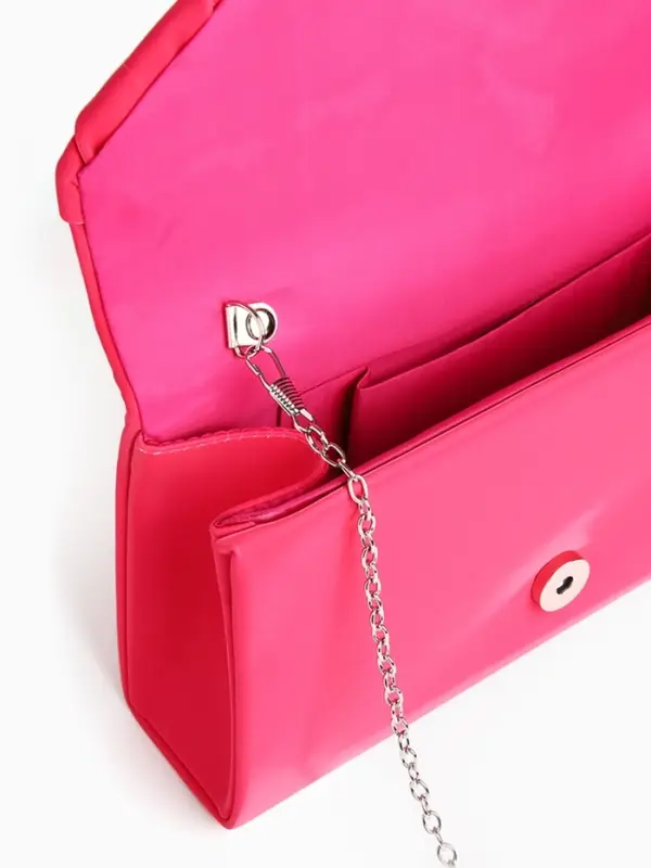 Сумка-клатч женская вечерняя на магните, на цепочке, с декоративной пряжкой, фуксия