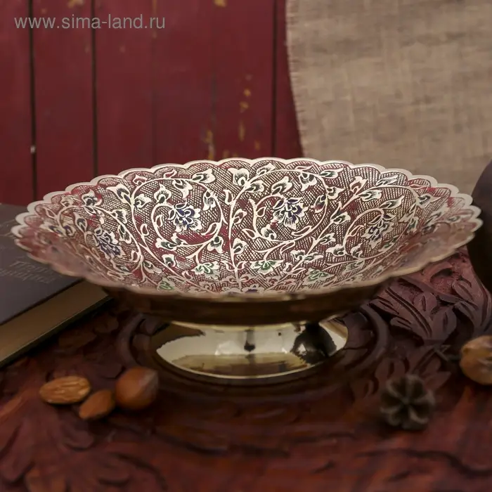 Блюдо латунь Блюдо латунь "Живая изгородь" цветная эмаль 6,5х20х20 см, МИКС