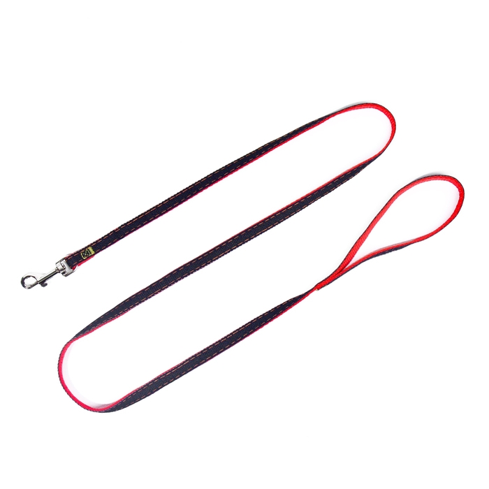 Комплект Комплект "Джинс", ширина 1 см, поводок 120 см, шлейка 25-40 см, красный