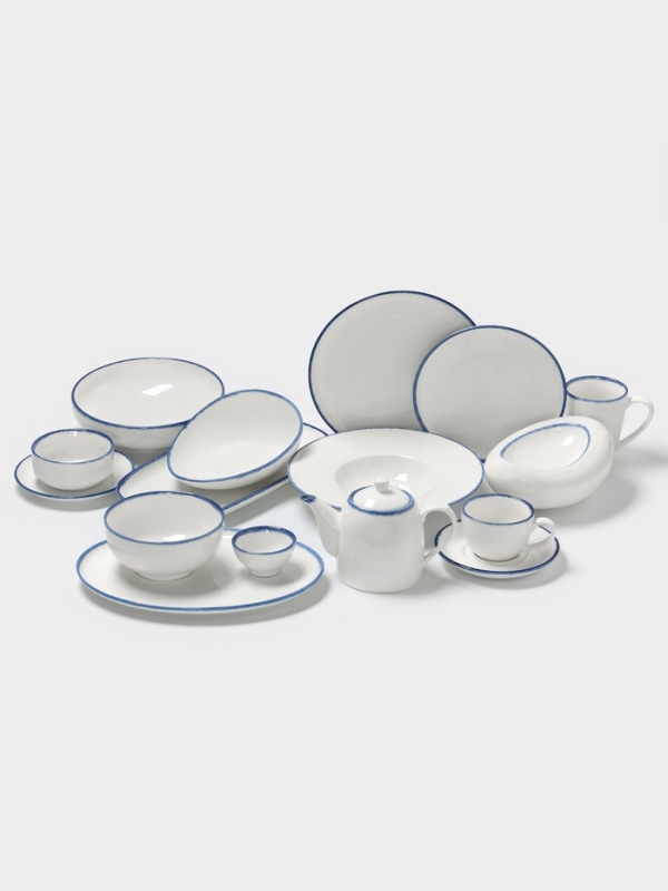 Блюдо овальное Blue Lagoon Magistro 21×14.4×3.5 см, белое, синий