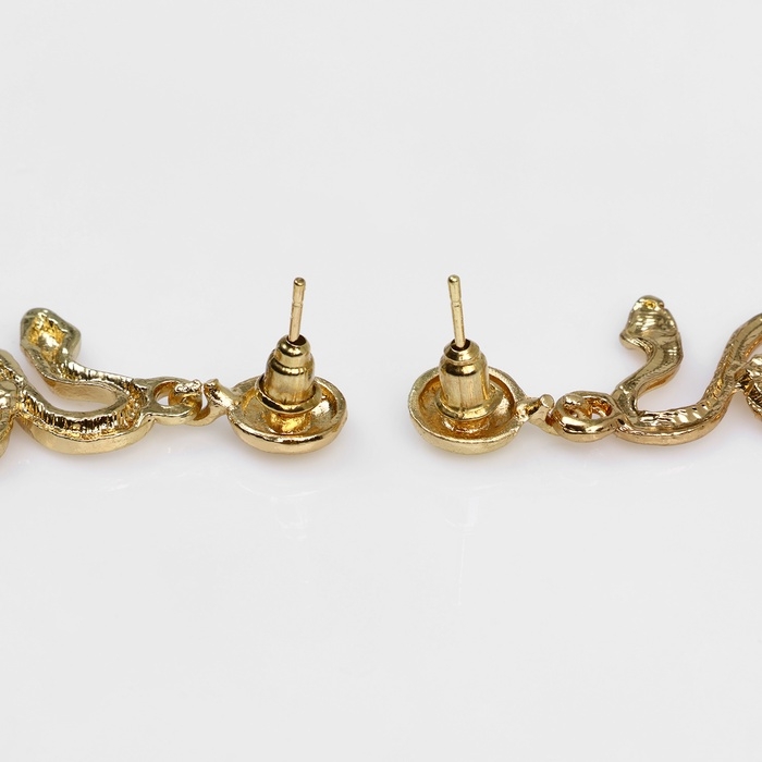 Серьги висячие со стразами Серьги висячие со стразами "Змея" мелодия, цвет белый в золоте