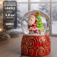 Снежный шар новогодний стеклянный &laquo;Снежные узоры с персонажем&raquo;, 4.5&times;4.5&times;6.8 см, МИКС