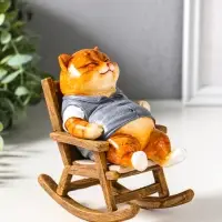Сувенир полистоун лак "Пухлый кот в жилете, на кресле-качалке" 12х7,7х13,5 см