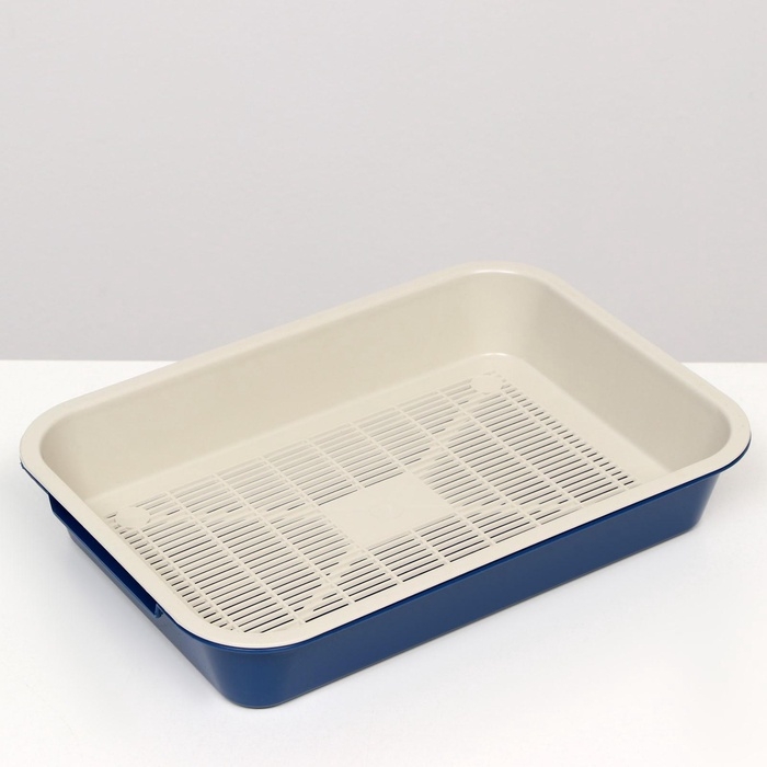 Туалет средний с сеткой 36 х 26 х 6,5 см, синий/бежевый Туалет средний с сеткой 36 х 26 х 6,5 см, синий/бежевый