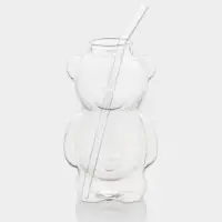 Стакан с трубочкой ToyBear, 340 мл, 9&times;14 см, стекло, прозрачный