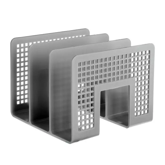 Лоток для бумаг ErichKrause, А4, вертикальный, 3 отделения, серый