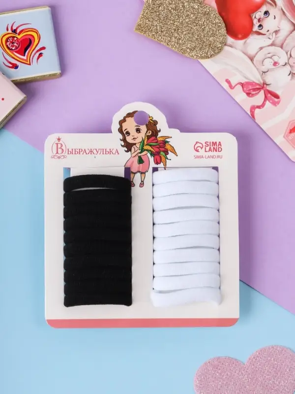 Резинки для волос &laquo;Аделия&raquo;, набор 20 шт., классик, 3 см, чёрно-белые