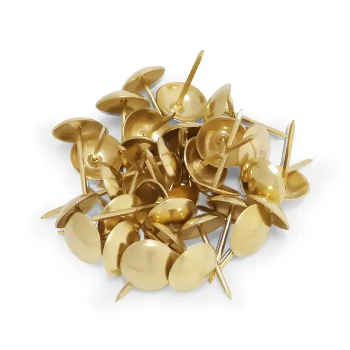 Гвозди ТУНДРА, декоративные, обивочные, 10×18.5 мм, золото, 100 шт. Гвозди ТУНДРА, декоративные, обивочные, 10×18.5 мм, золото, 100 шт.