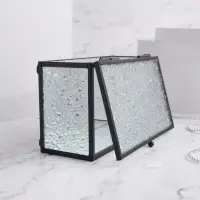 Шкатулка для украшений Wet Glass, органайзер с крышкой стеклянный, с зеркальным основанием, 14.5&times;8.5 см, прозрачная, чёрная