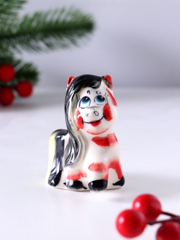 Сувенир Пони, 6,5х5х3,5 см, гжель, цвет Сувенир Пони, 6,5х5х3,5 см, гжель, цвет