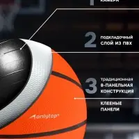 Баскетбольный мяч ONLYTOP JUMP, клееный, резина, резиновая камера, 8 панелей, р.7,