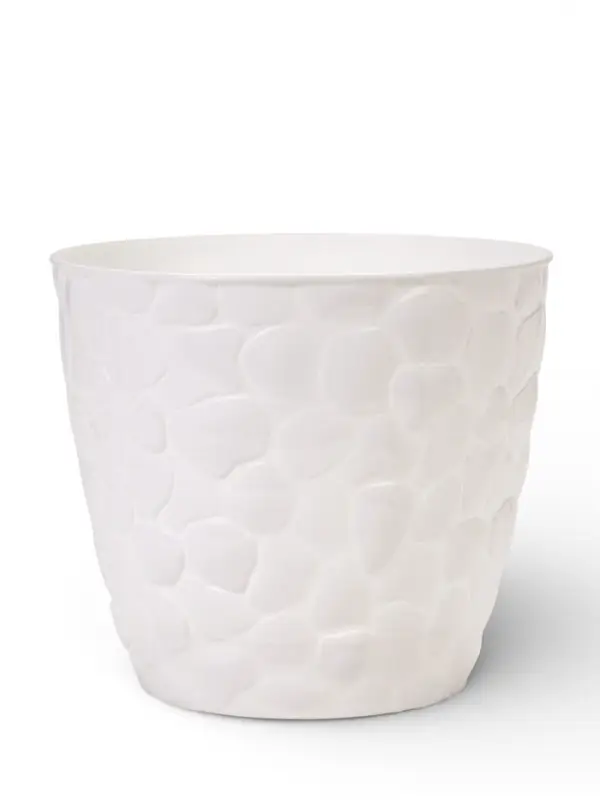 Горшок для цветов с поддоном &laquo;Камни&raquo;, 8 л, пластиковый, белый