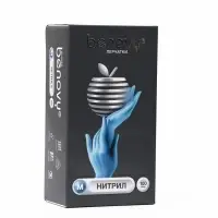Перчатки Benovy, нитриловые, медицинские, 3 г, размер M, 100 пар, голубые