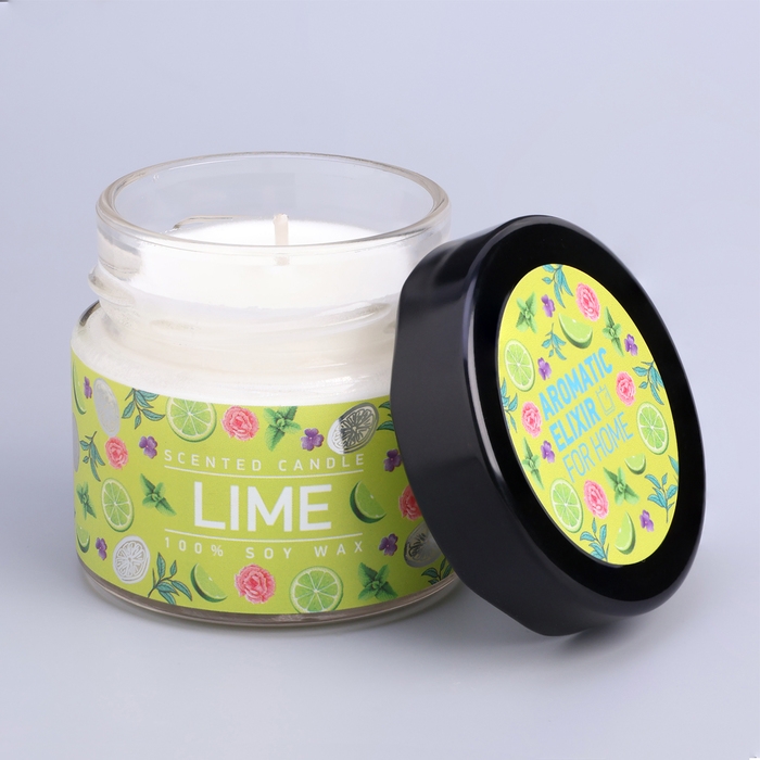 Свеча ароматическая в банке  Свеча ароматическая в банке "Мятный лайм", совый воск, 80 г