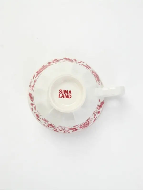 Чайная пара &laquo;Розовый сад&raquo;: кружка 280 мл, блюдце d=16 см, ручная работа