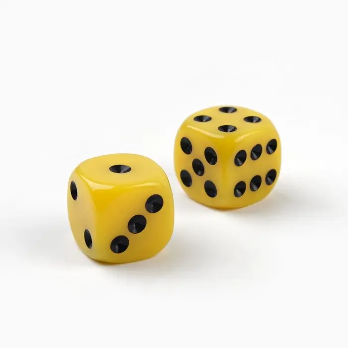 Кубики игральные «Время игры», 1.6×1.6 см, набор 2 шт., желтые Кубики игральные «Время игры», 1.6×1.6 см, набор 2 шт., желтые