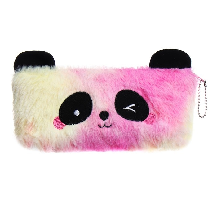 Пенал школьный меховой на молнии Calligrata Пенал школьный меховой на молнии Calligrata "Панда", микс
