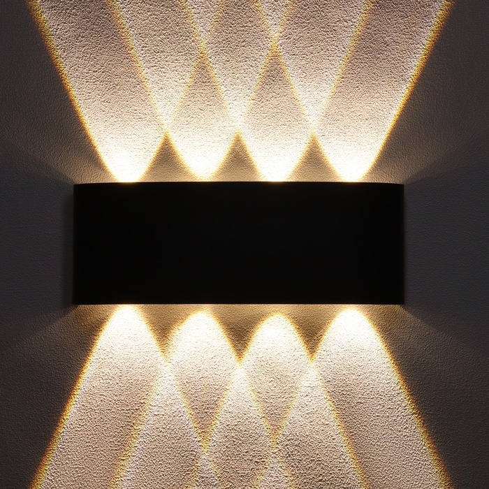 Светильник фасадный Светильник фасадный "Полусфера", FSD-100, 8 Вт, 3000К, 4 луча, IP65, 220 В, металл, черный 1008542