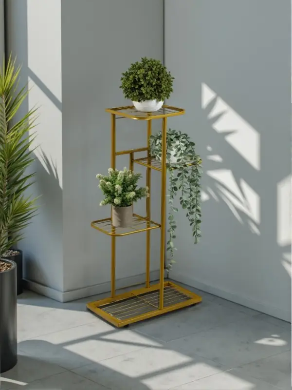 Подставка для цветов Greengo, 4 полки, 43&times;22&times;82 см, напольная, металл, цвет золотой