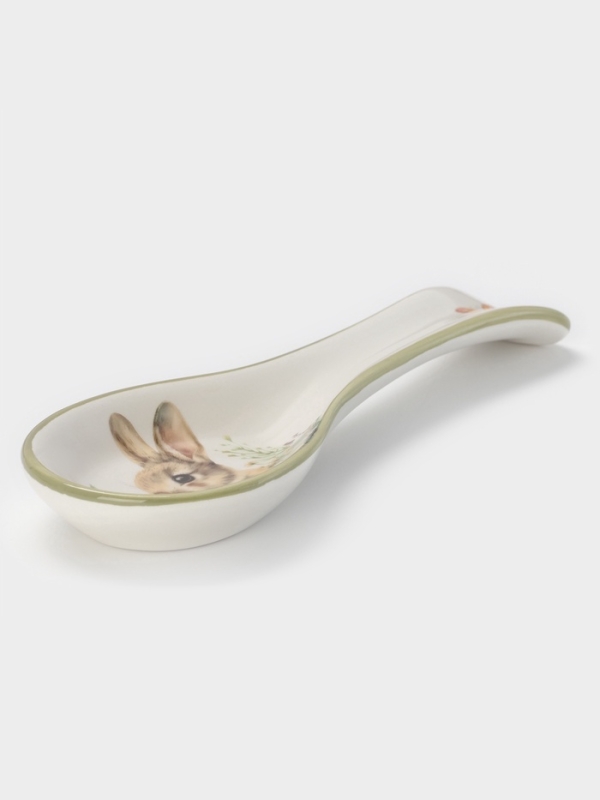 Подставка под ложку Доляна «Зайка», 22.3×7.1×2.7 см, доломит, белая, зелёная Подставка под ложку Доляна «Зайка», 22.3×7.1×2.7 см, доломит, белая, зелёная