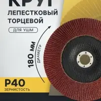 Круг лепестковый торцевой ТУНДРА, 180&times;22 мм, Р40