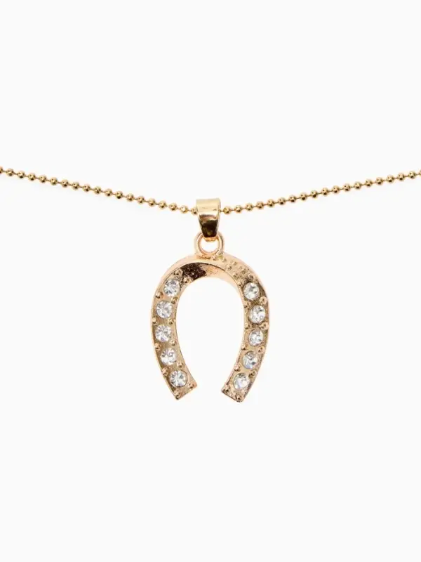 Кулон на цепочке &laquo;Подкова&raquo;, белый в золоте, 45 см