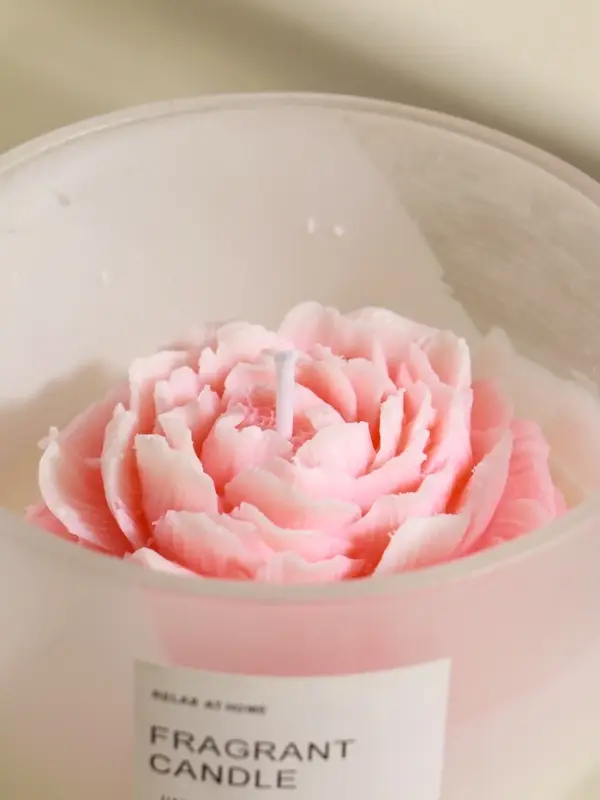 Свеча интерьерная в стакане Свеча интерьерная в стакане "Нежно-розовый пион" 11х11х8 см