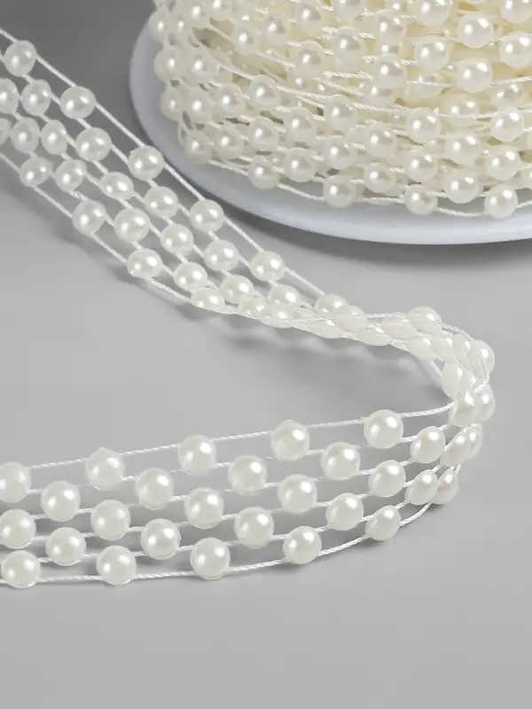 Жемчуг на нитях, плоский, 14 мм, 9&plusmn;1 м, белый