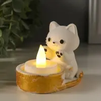 Подсвечник 8,5х7х5,5 см, белый с росписью