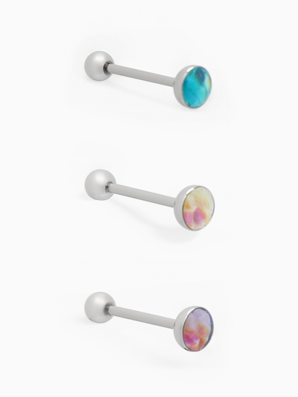 Пирсинг в язык «Штанга» чешуйка, L=2,5 см, цвет МИКС в серебре Пирсинг в язык «Штанга» чешуйка, L=2,5 см, цвет МИКС в серебре