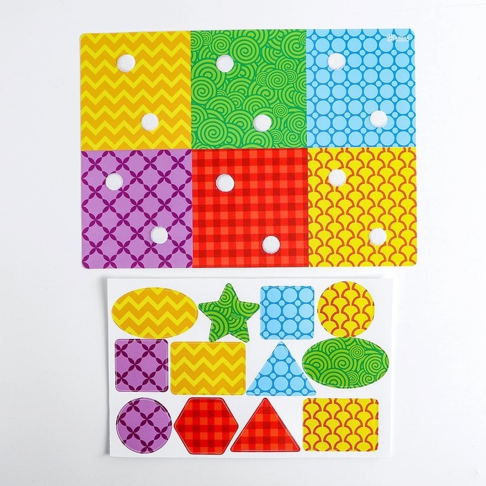 Игра на липучках, конструктор Игра на липучках, конструктор "Изучаем формы по методике Сегена", Весёлые липучки МИНИ, 12 деталей