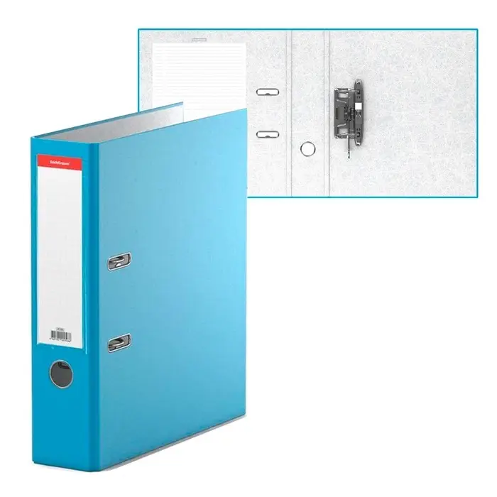 Папка-регистратор А4, 70 мм, ErichKrause Neon, с арочным механизмом, голубая